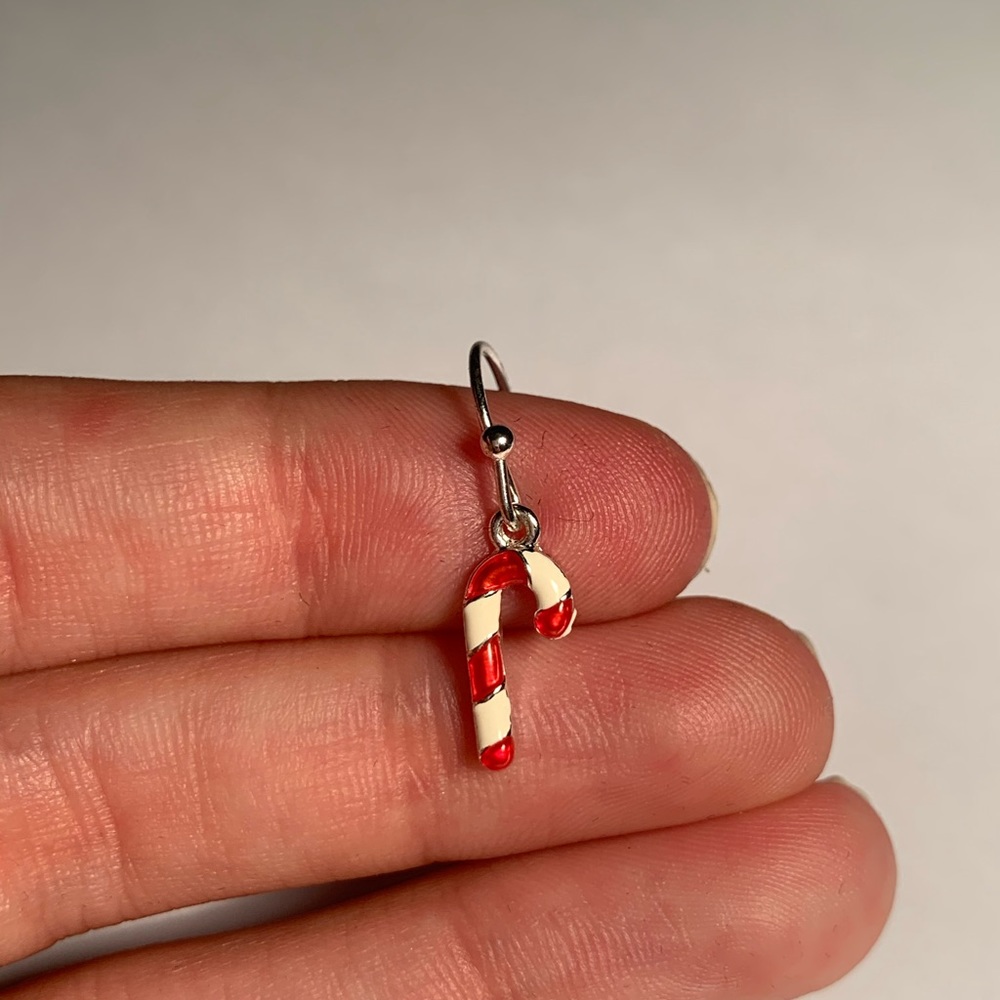 Dainty Dangling Candy Cane Earrings
